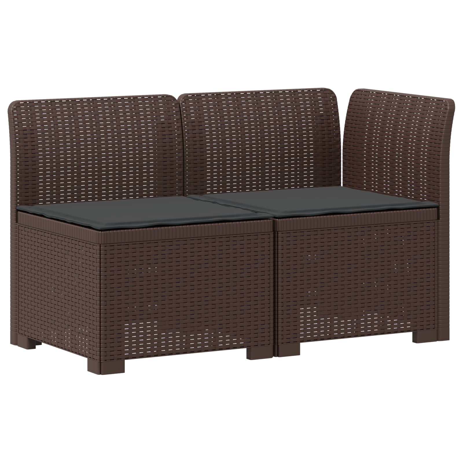 Tweedelige Tuinbank met Kussens Rattan Look PP Bruin is nu te koop bij PeponiXL, paradijselijk wonen!