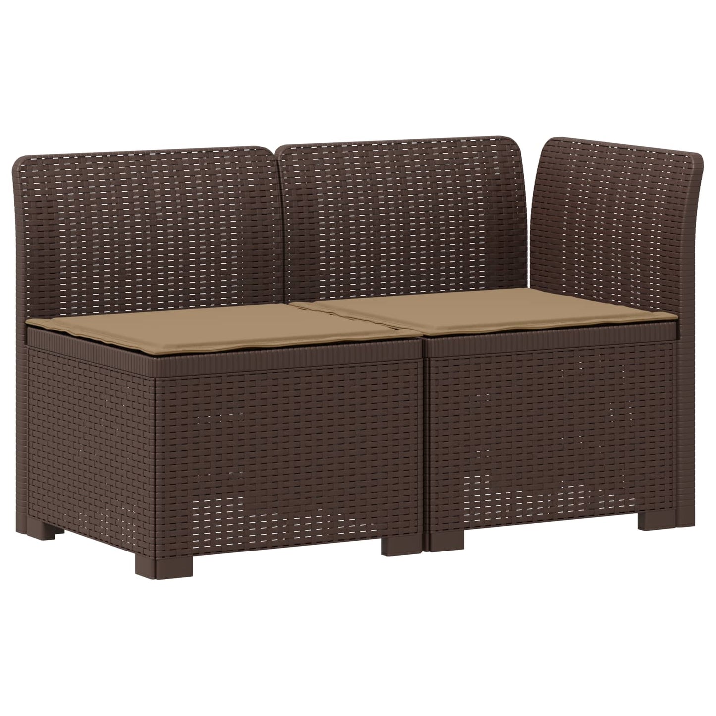 Tweedelige Tuinbank met Kussens Rattan Look PP Bruin is nu te koop bij PeponiXL, paradijselijk wonen!