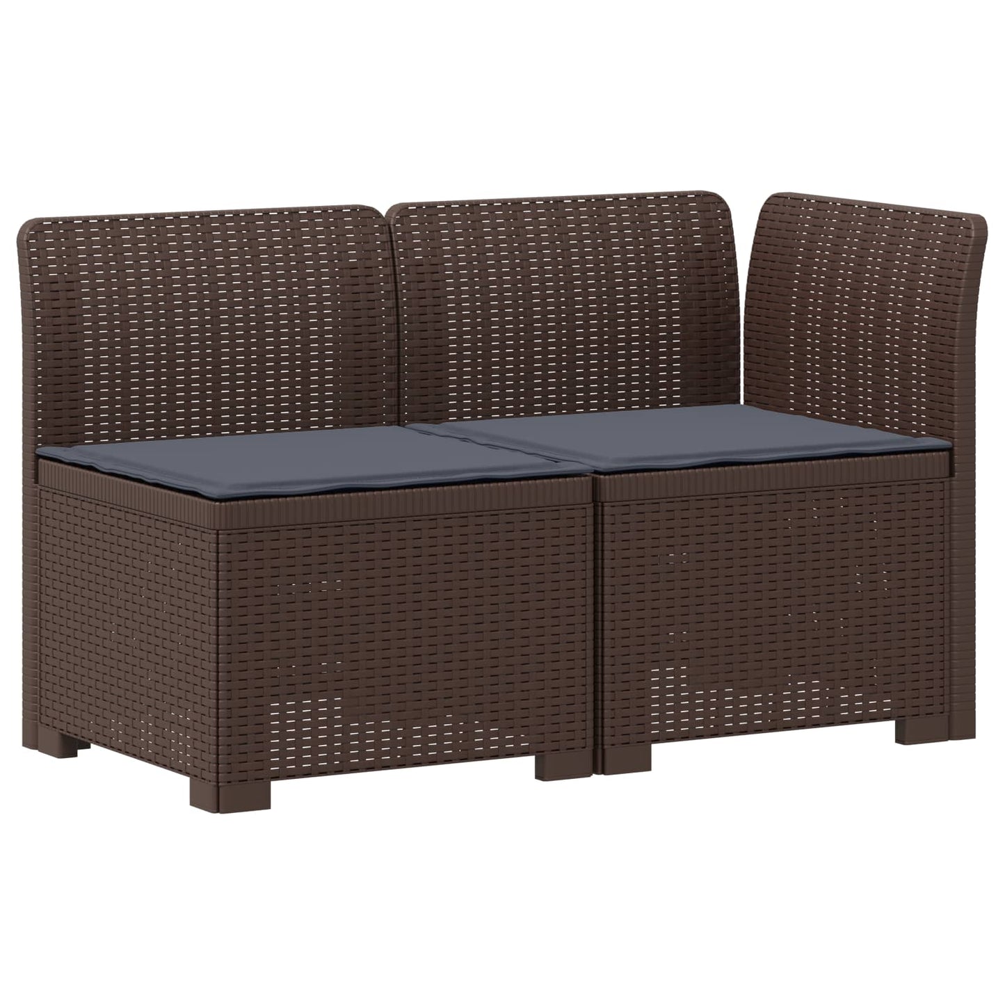 Tweedelige Tuinbank met Kussens Rattan Look PP Bruin is nu te koop bij PeponiXL, paradijselijk wonen!