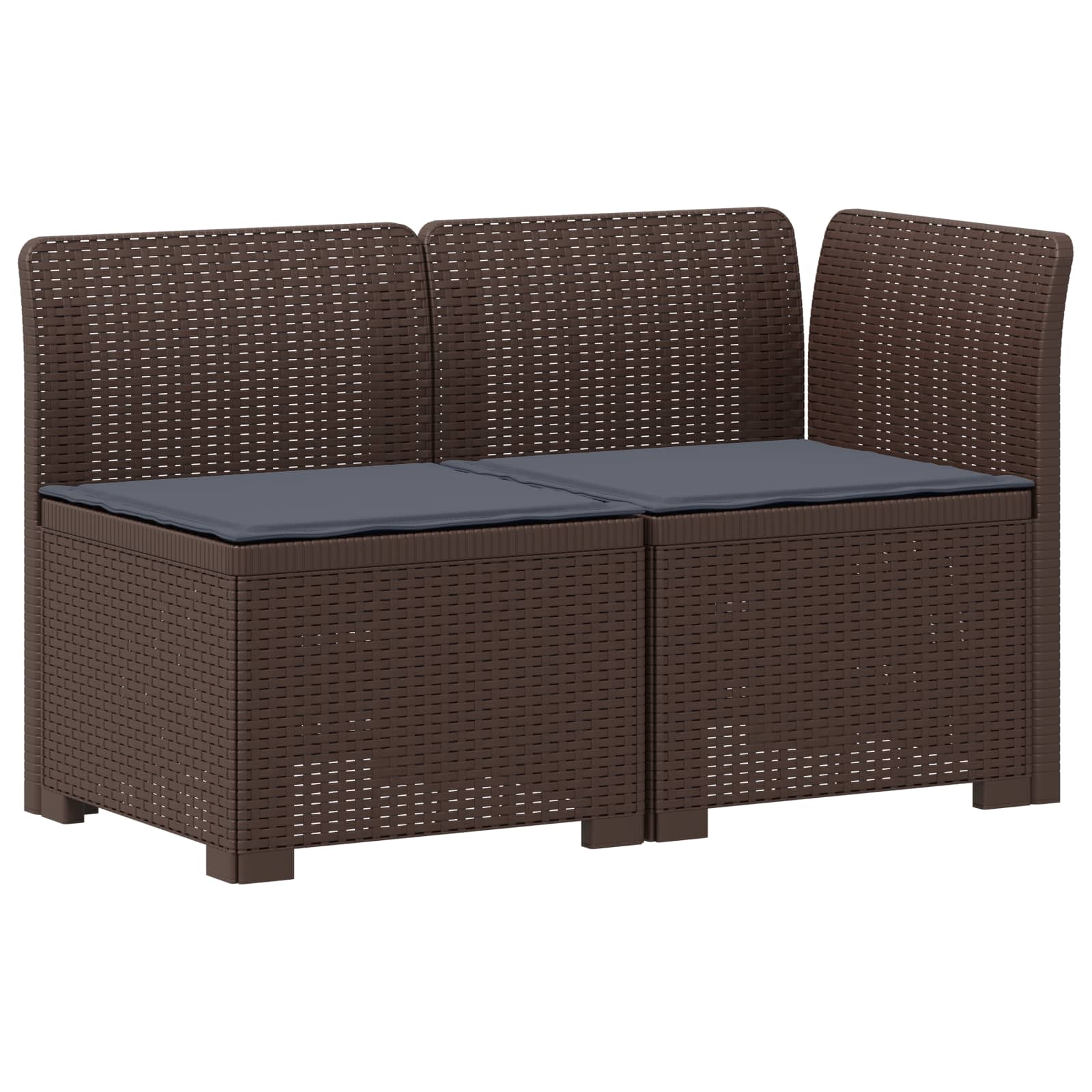 Tweedelige Tuinbank met Kussens Rattan Look PP Bruin is nu te koop bij PeponiXL, paradijselijk wonen!