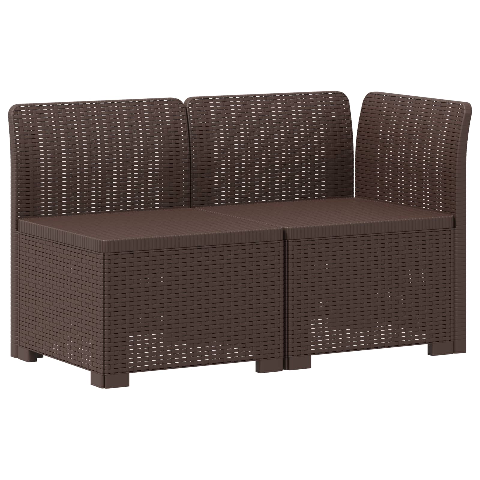 Tweedelige Tuinbank met Kussens Rattan Look PP Bruin is nu te koop bij PeponiXL, paradijselijk wonen!