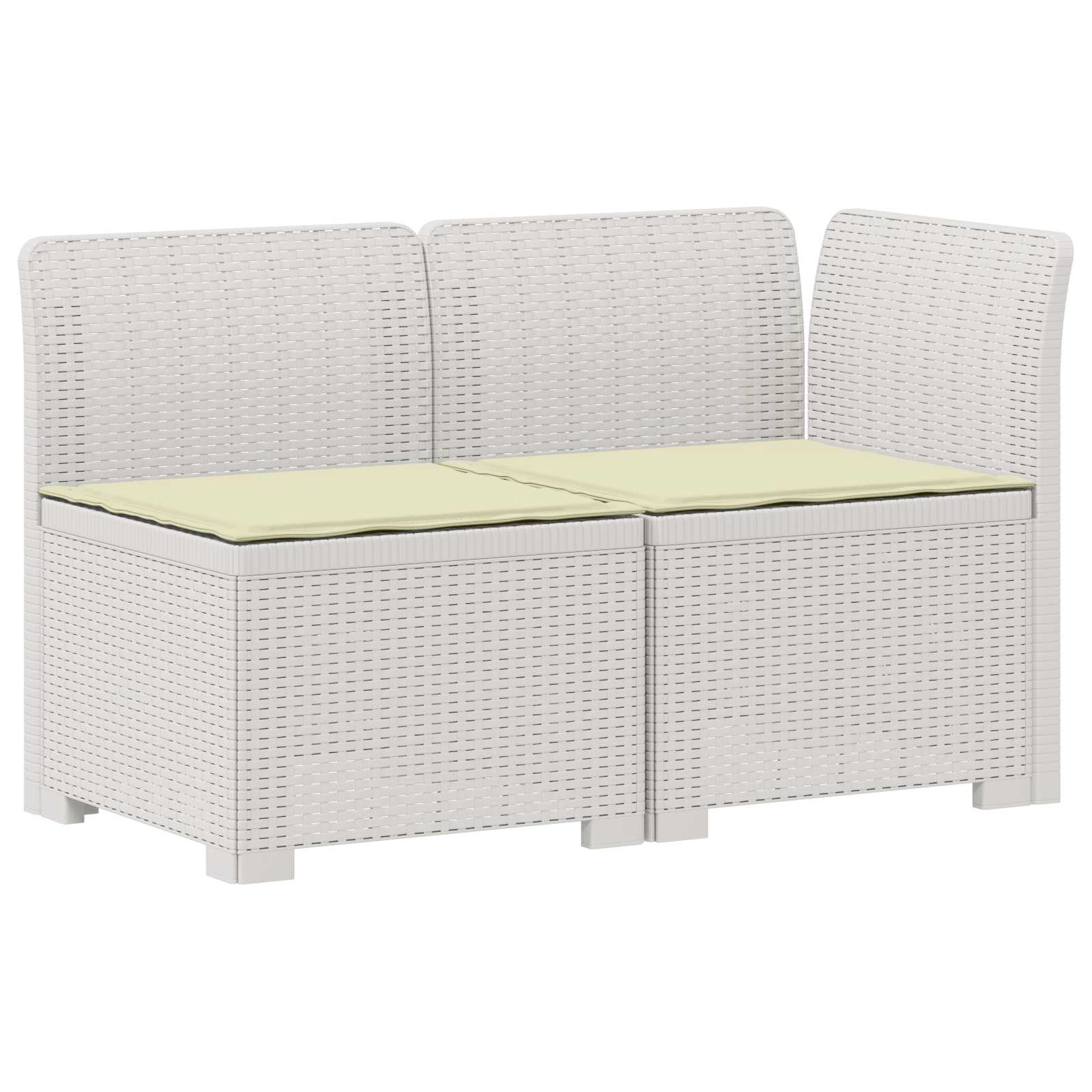 Tweedelige Tuinbank met Kussens Rattan Look PP Wit is nu te koop bij PeponiXL, paradijselijk wonen!