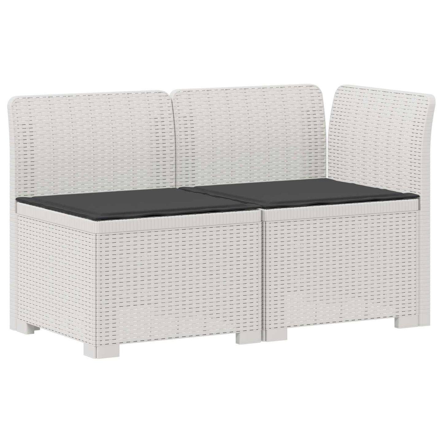 Tweedelige Tuinbank met Kussens Rattan Look PP Wit is nu te koop bij PeponiXL, paradijselijk wonen!
