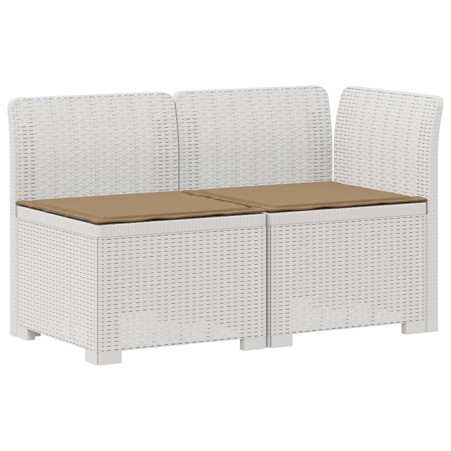Tweedelige Tuinbank met Kussens Rattan Look PP Wit is nu te koop bij PeponiXL, paradijselijk wonen!