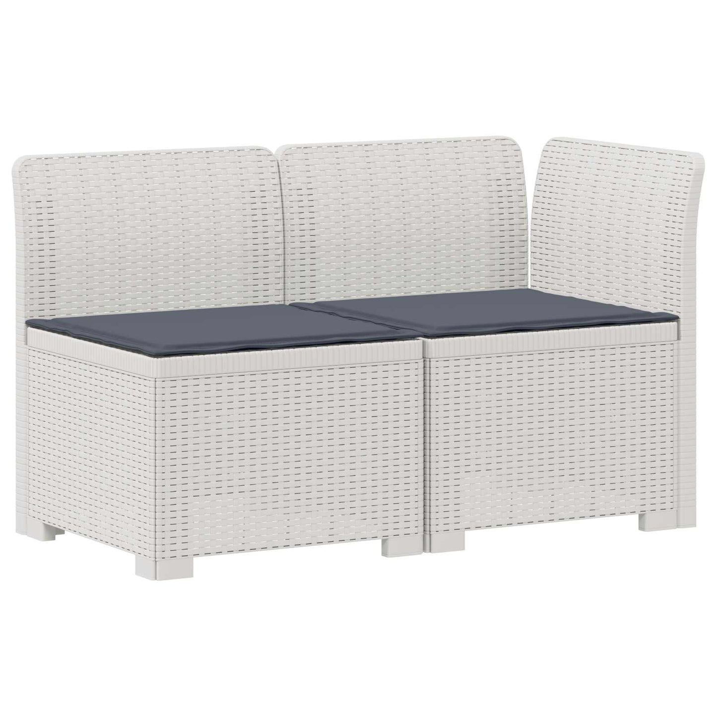 Tweedelige Tuinbank met Kussens Rattan Look PP Wit is nu te koop bij PeponiXL, paradijselijk wonen!