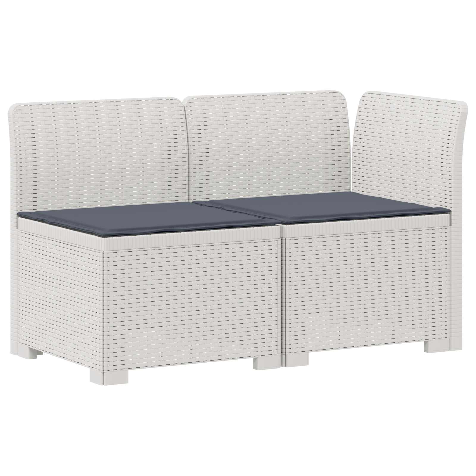 Tweedelige Tuinbank met Kussens Rattan Look PP Wit is nu te koop bij PeponiXL, paradijselijk wonen!
