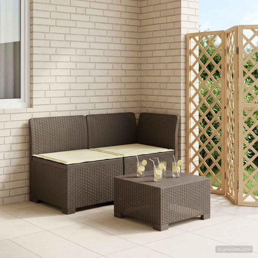Tweedelige Tuinbank met Kussens Rattan Look PP Lichtgrijs is nu te koop bij PeponiXL, paradijselijk wonen!