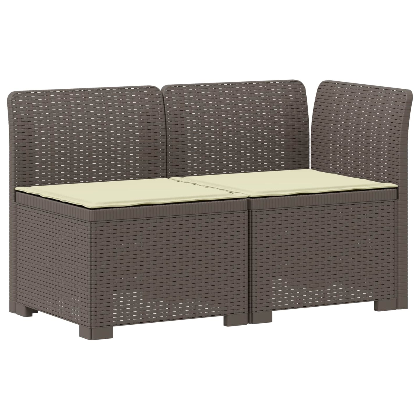 Tweedelige Tuinbank met Kussens Rattan Look PP Lichtgrijs is nu te koop bij PeponiXL, paradijselijk wonen!