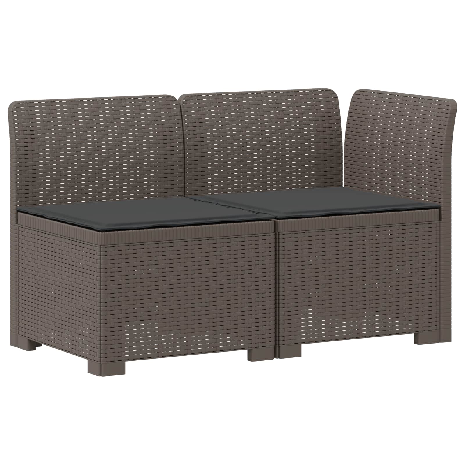 Tweedelige Tuinbank met Kussens Rattan Look PP Lichtgrijs is nu te koop bij PeponiXL, paradijselijk wonen!