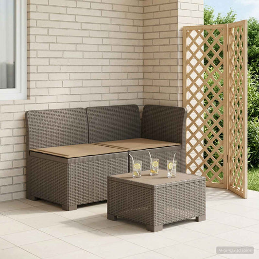 Tweedelige Tuinbank met Kussens Rattan Look PP Lichtgrijs is nu te koop bij PeponiXL, paradijselijk wonen!
