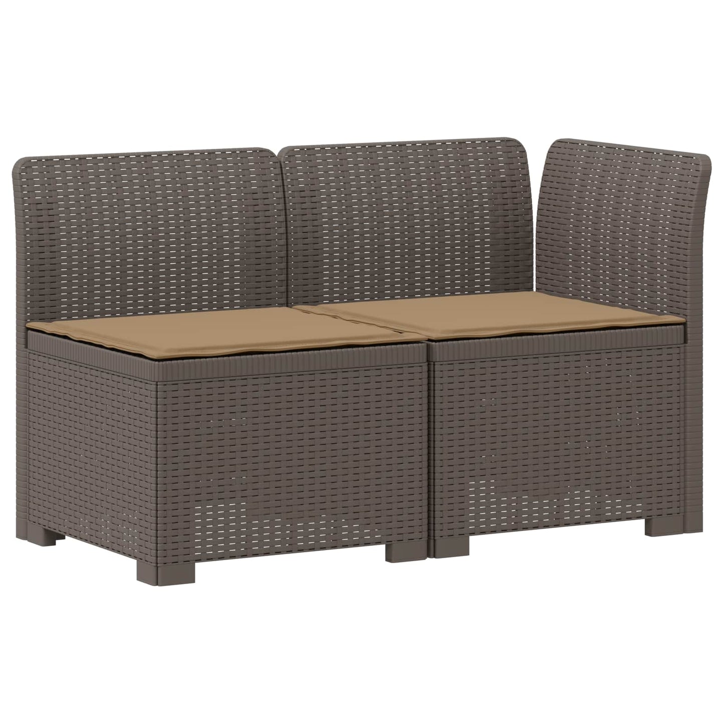 Tweedelige Tuinbank met Kussens Rattan Look PP Lichtgrijs is nu te koop bij PeponiXL, paradijselijk wonen!