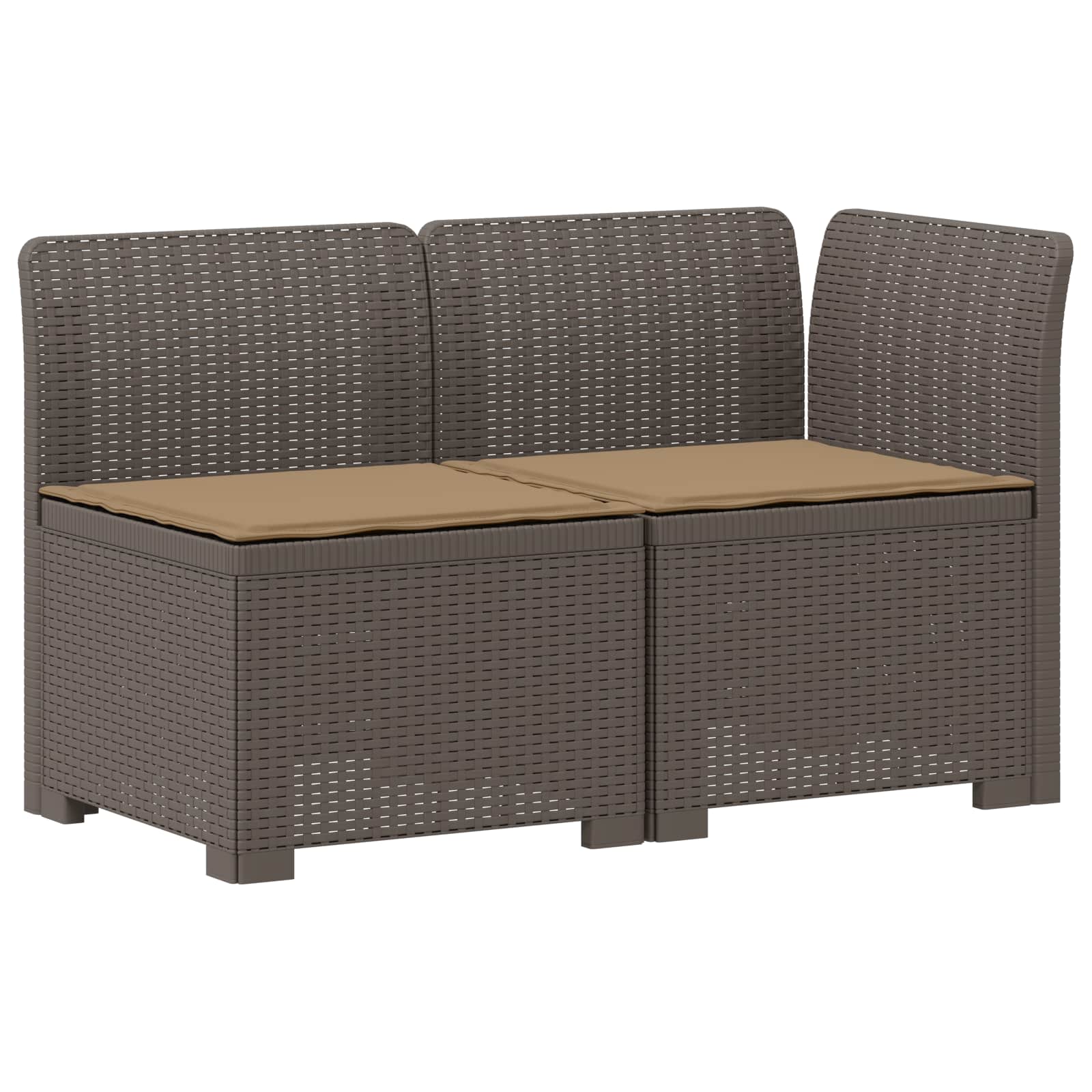 Tweedelige Tuinbank met Kussens Rattan Look PP Lichtgrijs is nu te koop bij PeponiXL, paradijselijk wonen!