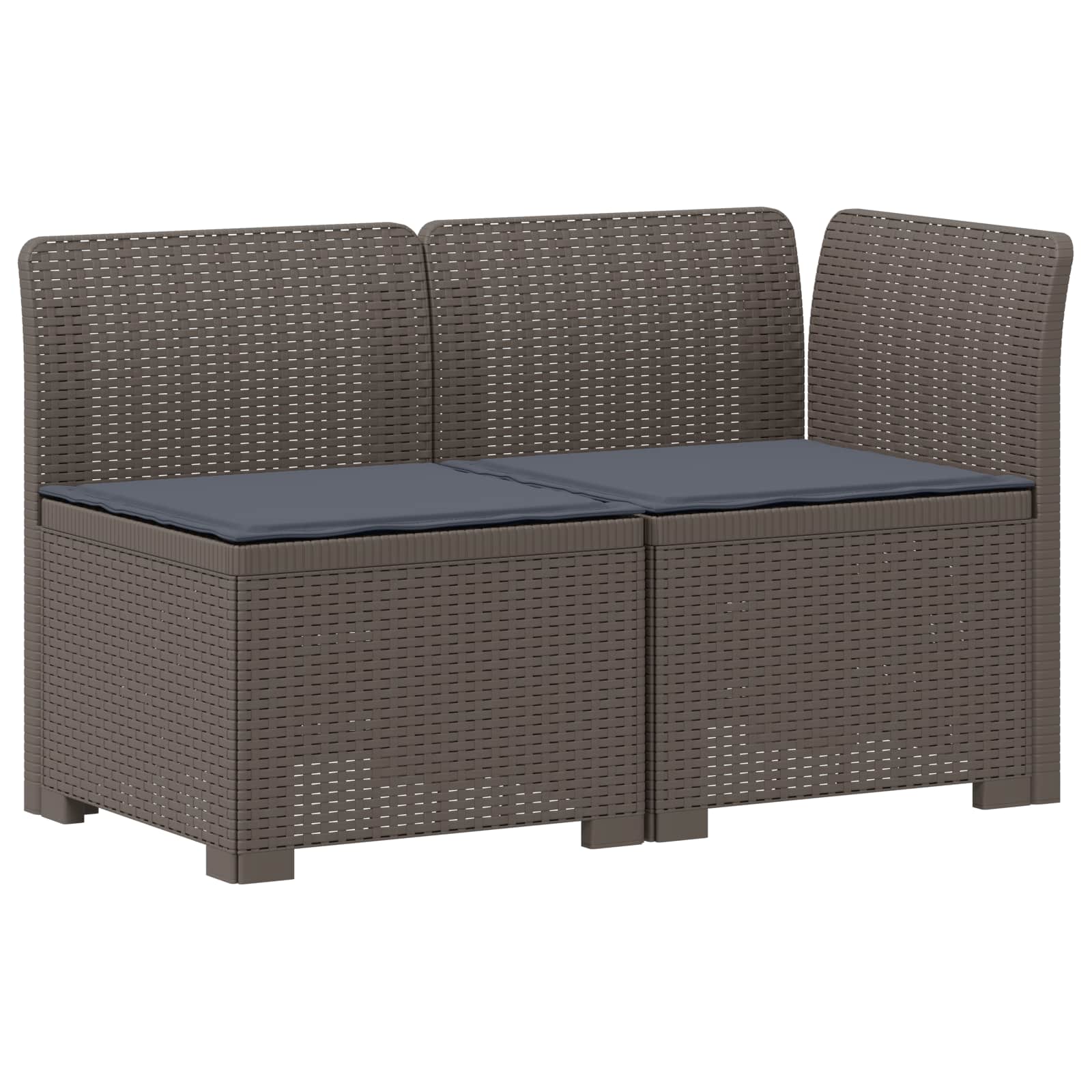 Tweedelige Tuinbank met Kussens Rattan Look PP Lichtgrijs is nu te koop bij PeponiXL, paradijselijk wonen!