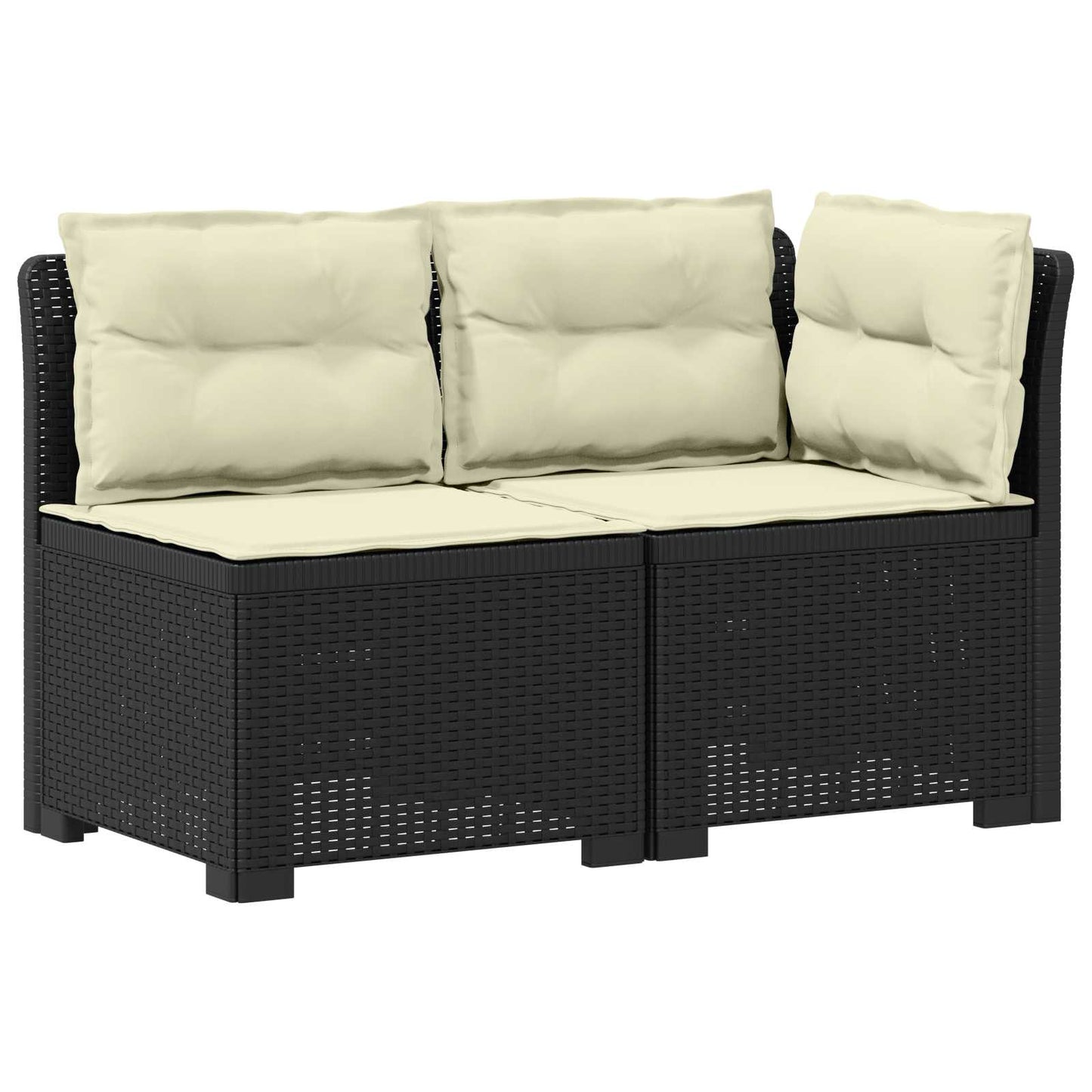 Tweedelige Tuinbank met Kussens Rattan Look PP Antraciet is nu te koop bij PeponiXL, paradijselijk wonen!