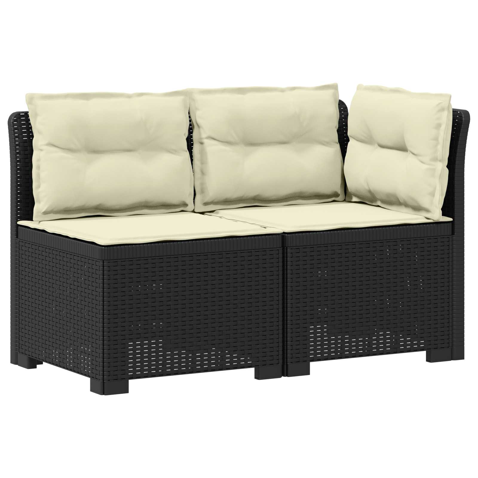 Tweedelige Tuinbank met Kussens Rattan Look PP Antraciet is nu te koop bij PeponiXL, paradijselijk wonen!