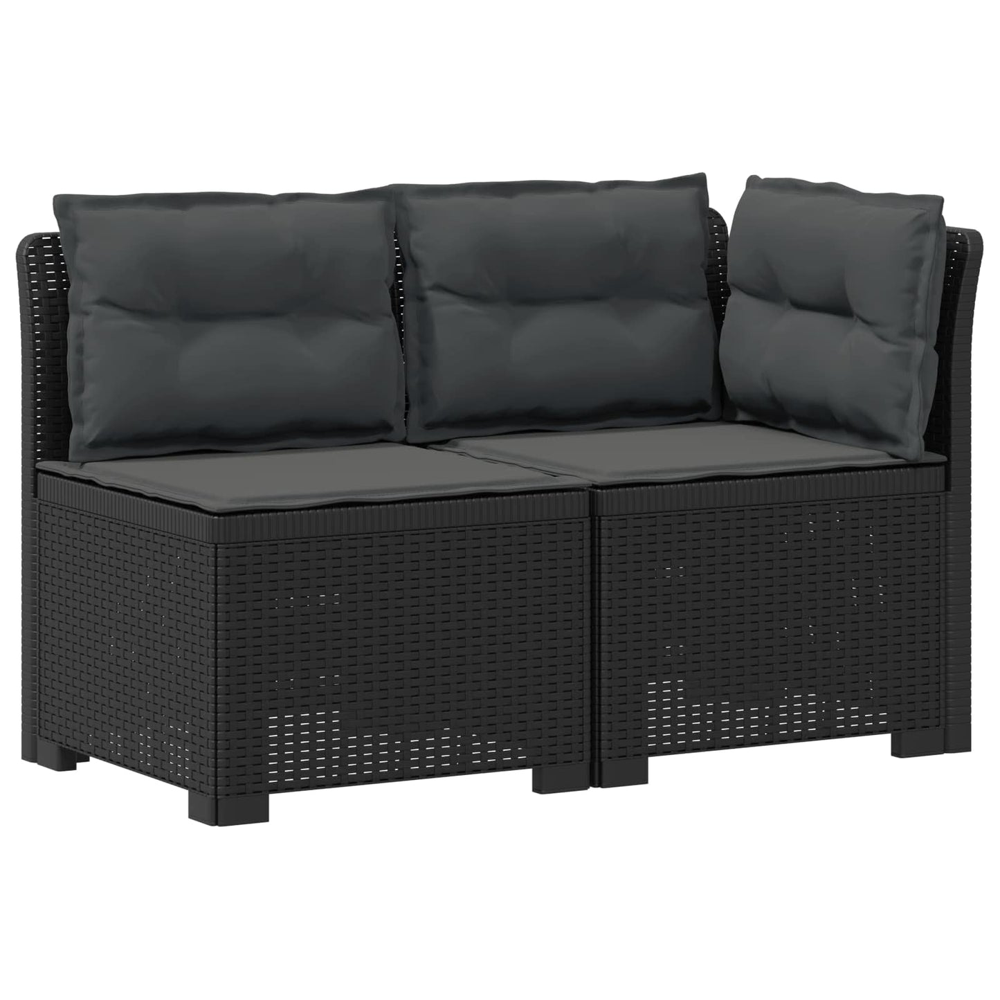 Tweedelige Tuinbank met Kussens Rattan Look PP Antraciet is nu te koop bij PeponiXL, paradijselijk wonen!