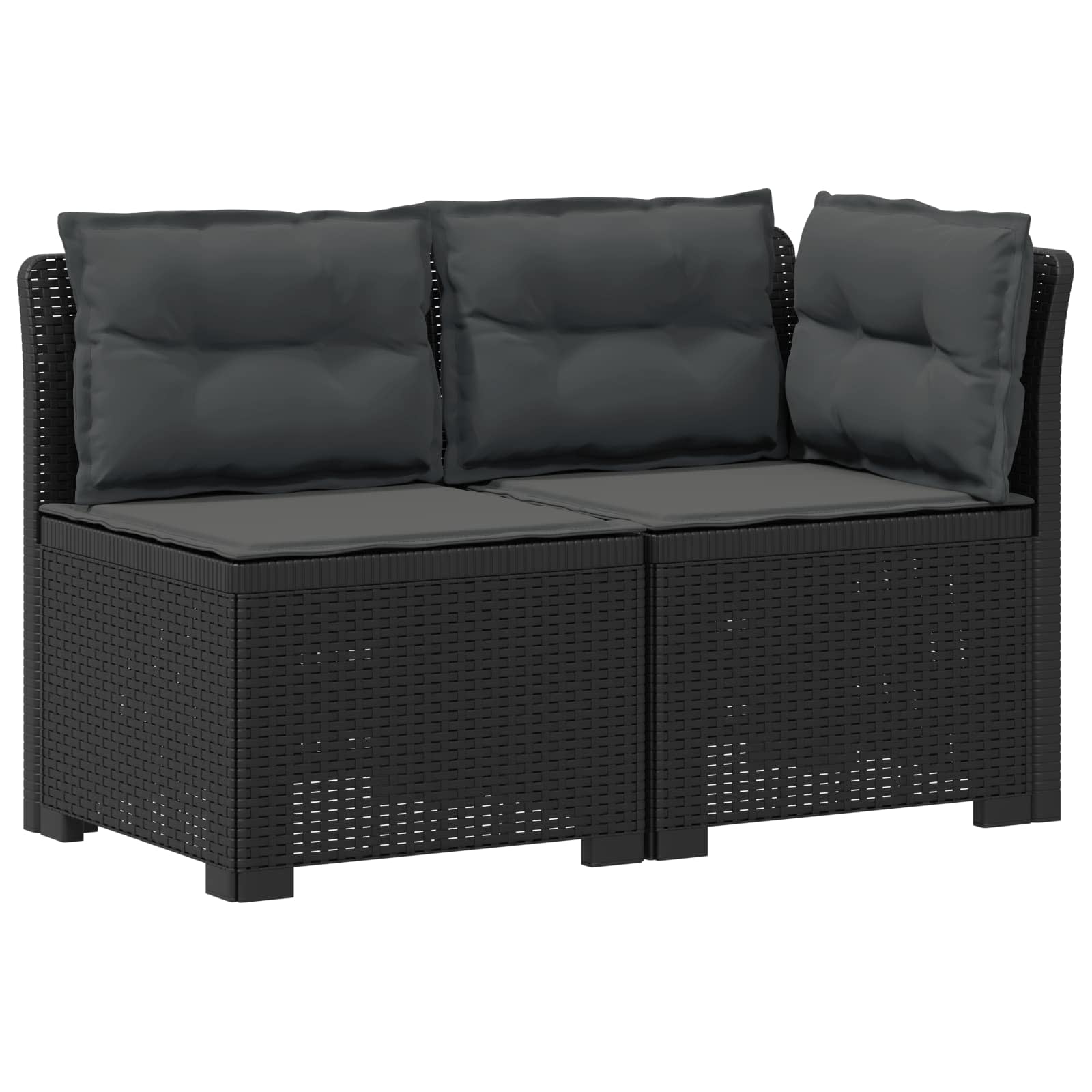 Tweedelige Tuinbank met Kussens Rattan Look PP Antraciet is nu te koop bij PeponiXL, paradijselijk wonen!