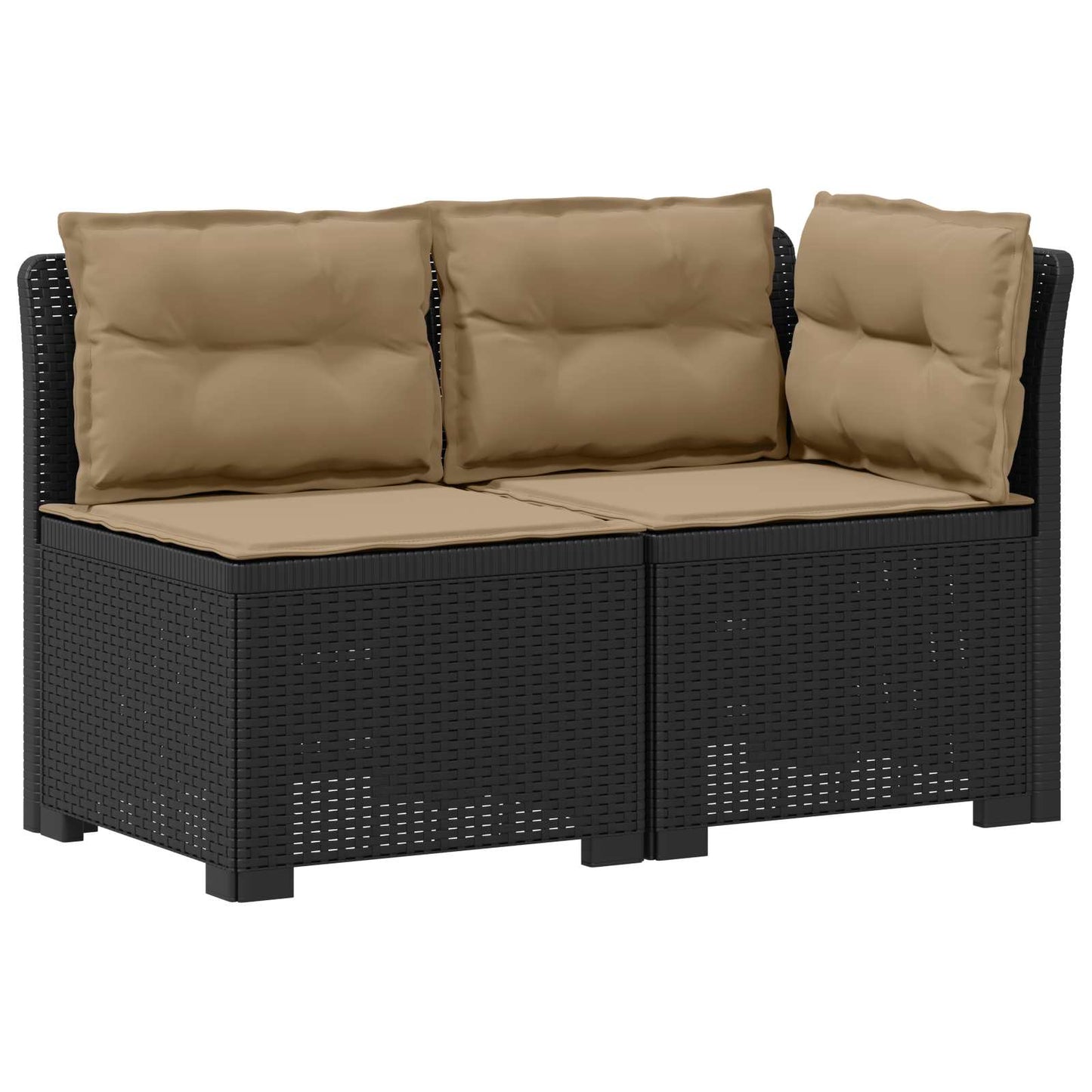 Tweedelige Tuinbank met Kussens Rattan Look PP Antraciet is nu te koop bij PeponiXL, paradijselijk wonen!