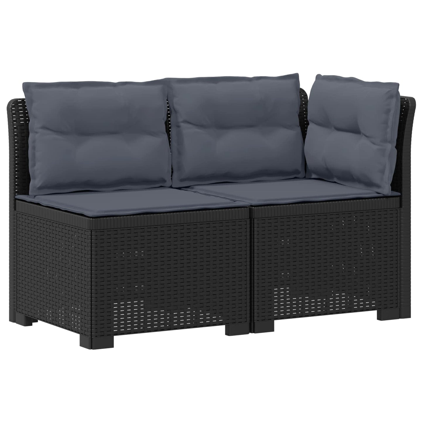 Tweedelige Tuinbank met Kussens Rattan Look PP Antraciet is nu te koop bij PeponiXL, paradijselijk wonen!