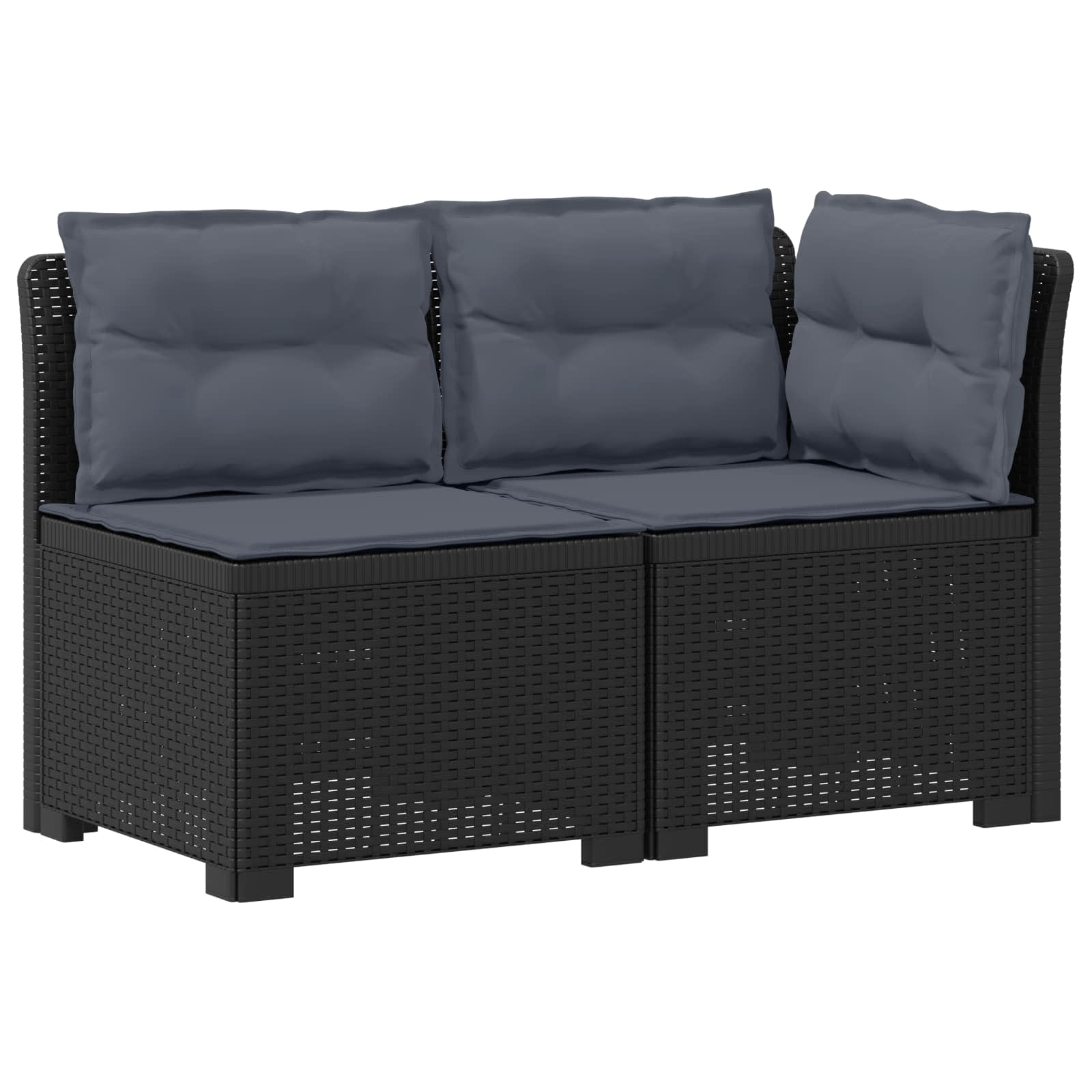 Tweedelige Tuinbank met Kussens Rattan Look PP Antraciet is nu te koop bij PeponiXL, paradijselijk wonen!