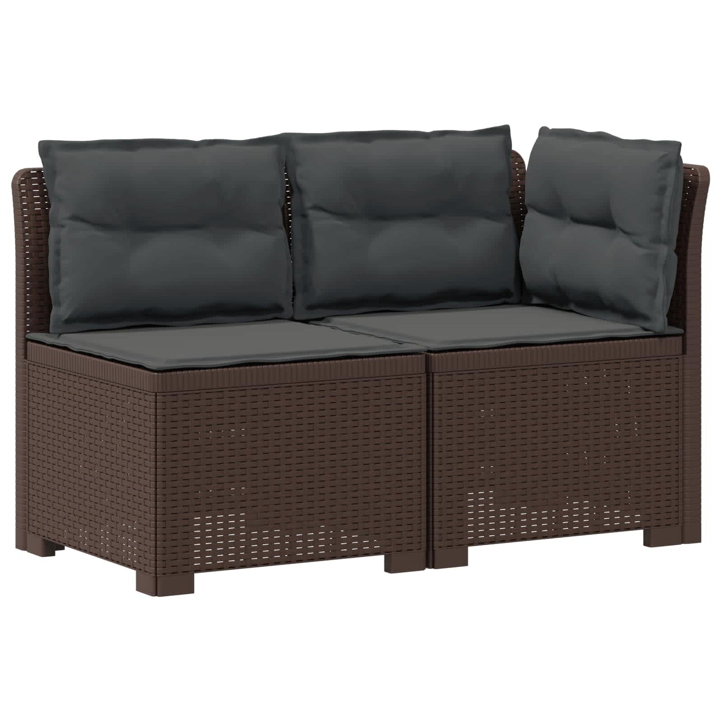 Tweedelige Tuinbank met Kussens Rattan Look PP Bruin is nu te koop bij PeponiXL, paradijselijk wonen!