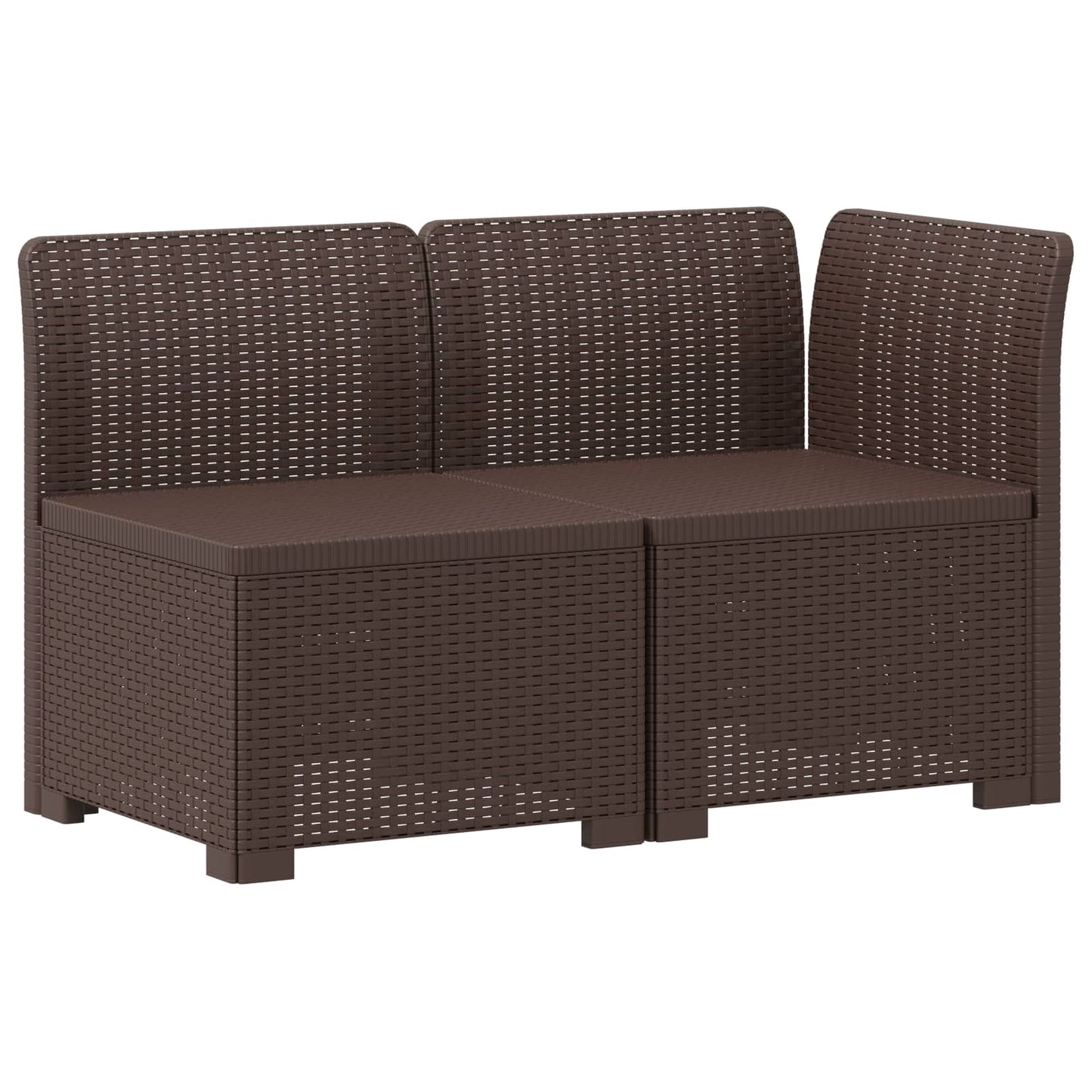 Tweedelige Tuinbank met Kussens Rattan Look PP Bruin is nu te koop bij PeponiXL, paradijselijk wonen!