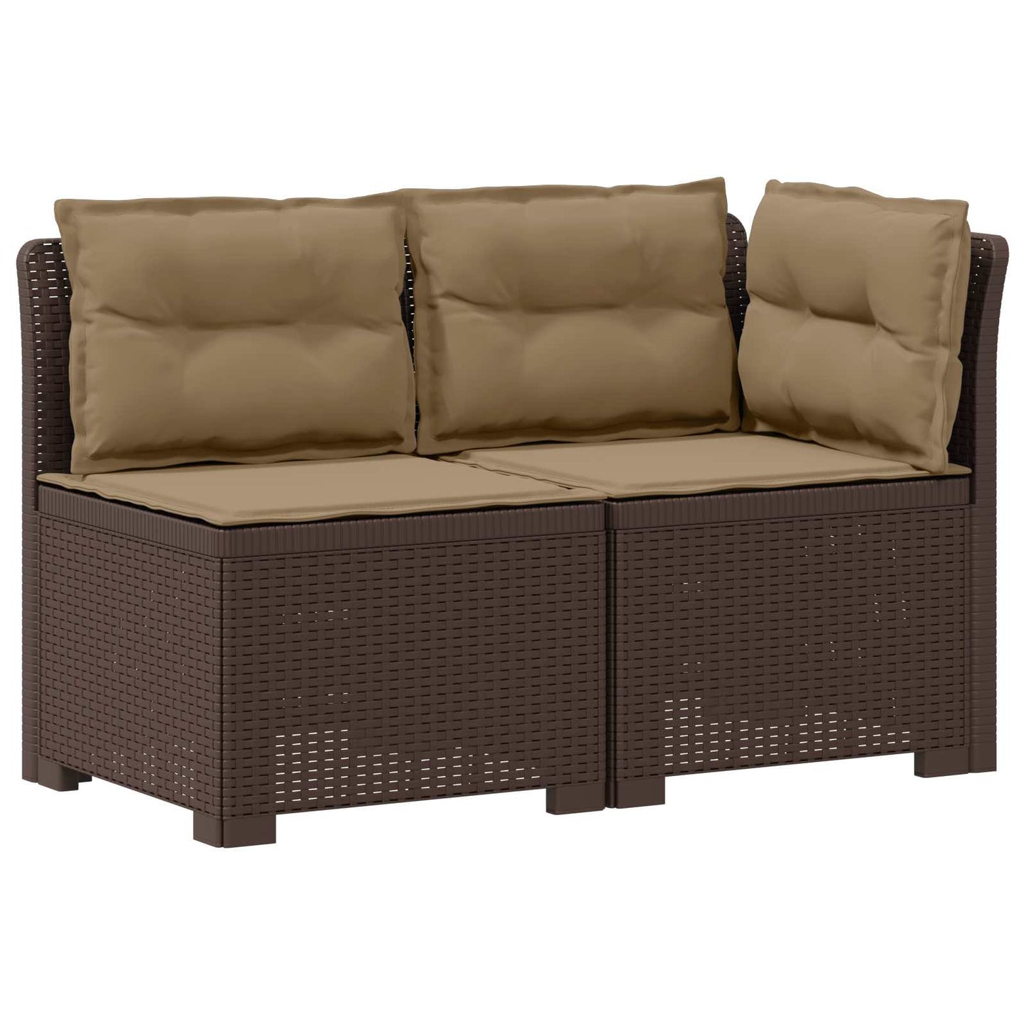 Tweedelige Tuinbank met Kussens Rattan Look PP Bruin is nu te koop bij PeponiXL, paradijselijk wonen!
