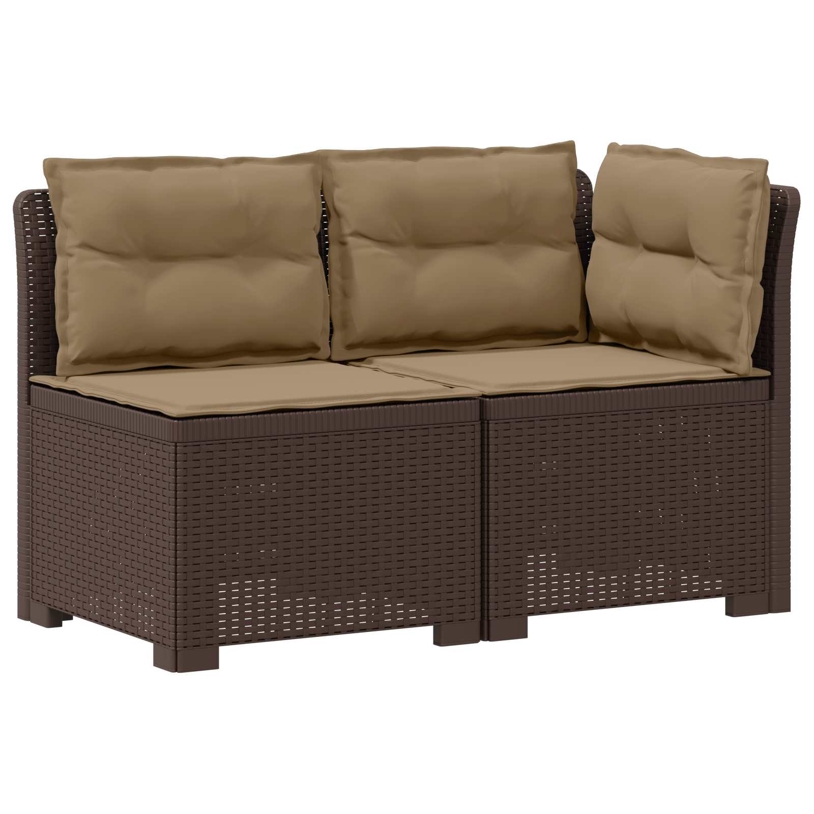 Tweedelige Tuinbank met Kussens Rattan Look PP Bruin is nu te koop bij PeponiXL, paradijselijk wonen!