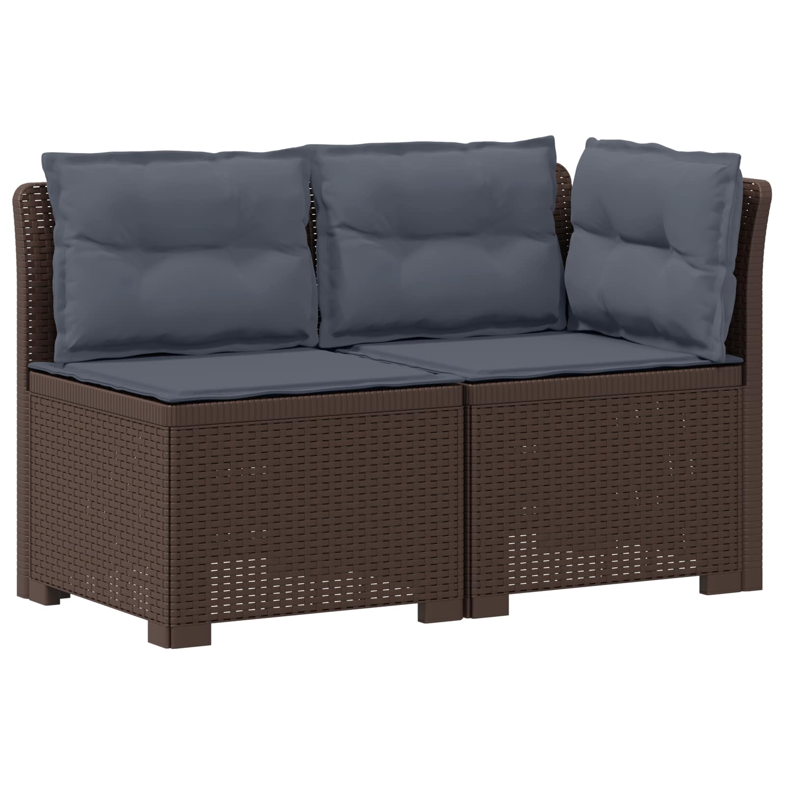 Tweedelige Tuinbank met Kussens Rattan Look PP Bruin is nu te koop bij PeponiXL, paradijselijk wonen!