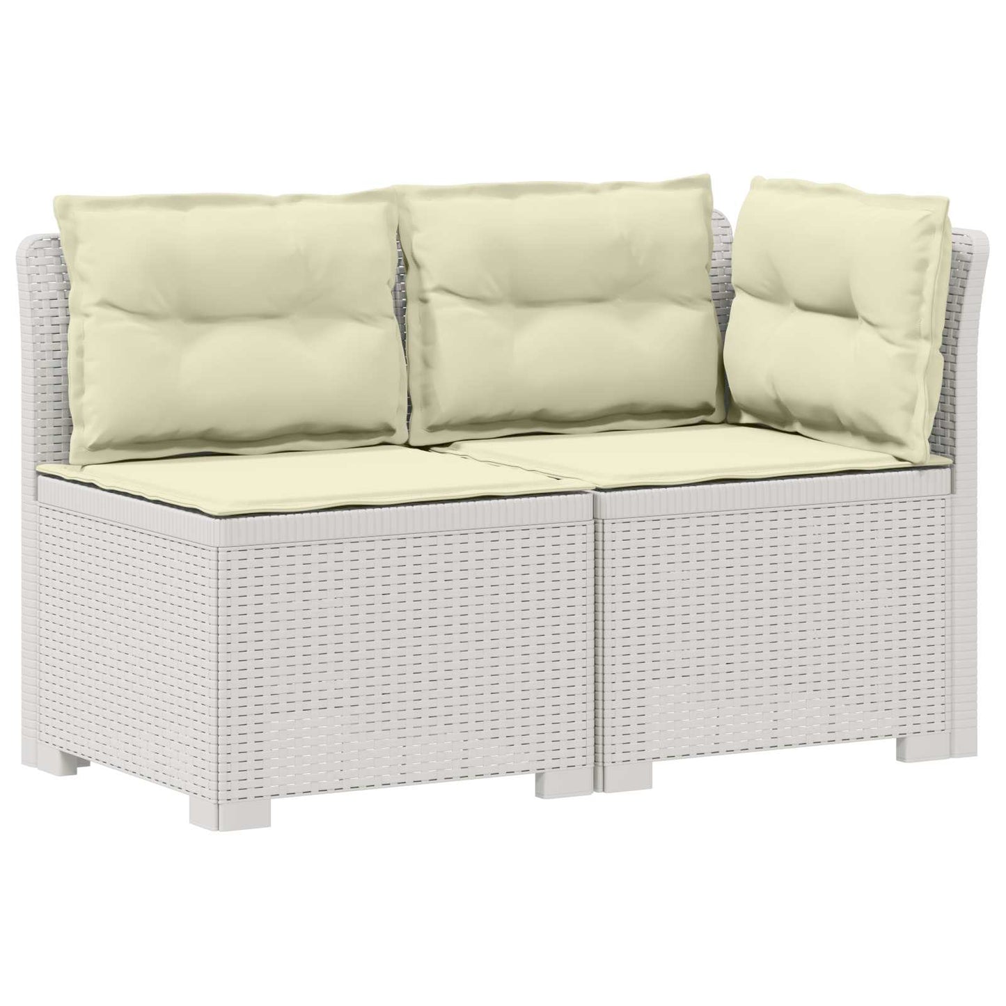 Tweedelige Tuinbank met Kussens Rattan Look PP Wit is nu te koop bij PeponiXL, paradijselijk wonen!