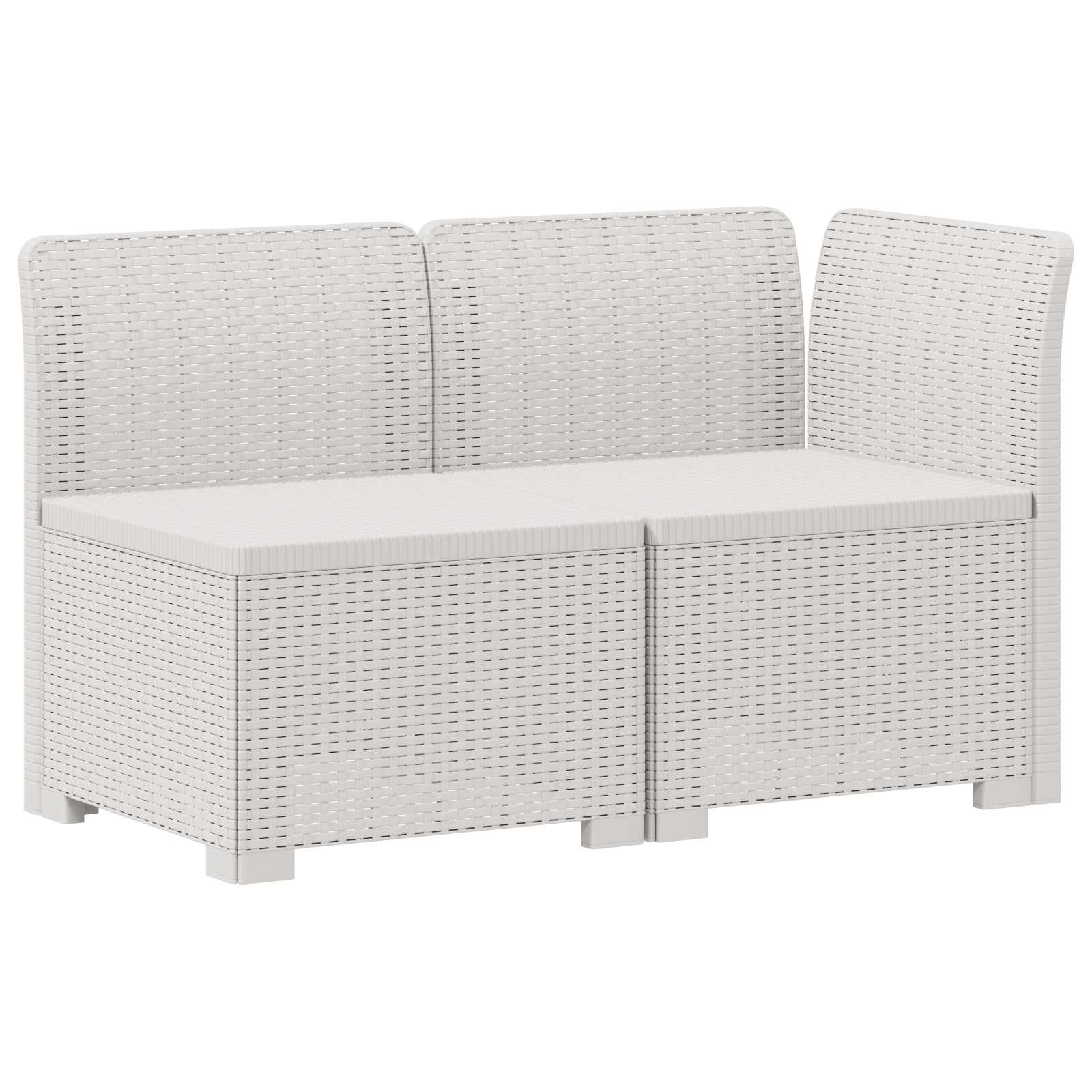 Tweedelige Tuinbank met Kussens Rattan Look PP Wit is nu te koop bij PeponiXL, paradijselijk wonen!