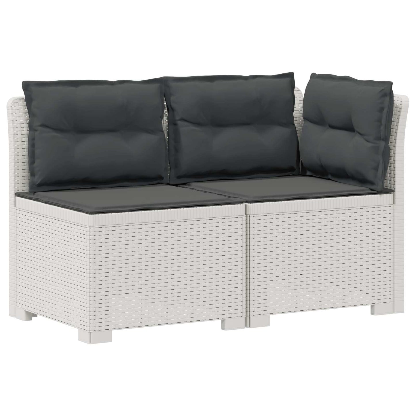Tweedelige Tuinbank met Kussens Rattan Look PP Wit is nu te koop bij PeponiXL, paradijselijk wonen!