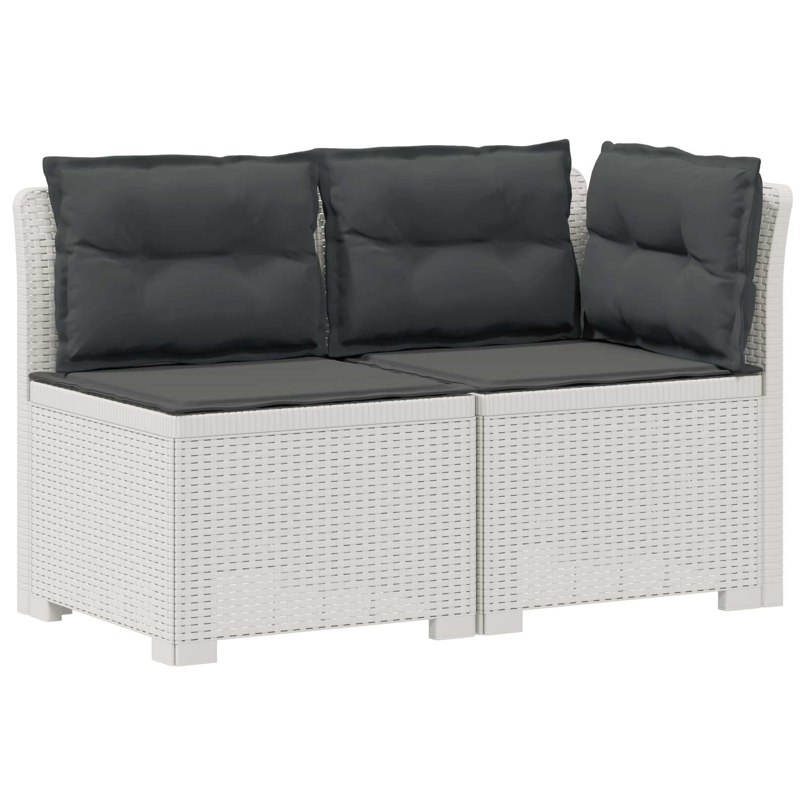 Tweedelige Tuinbank met Kussens Rattan Look PP Wit is nu te koop bij PeponiXL, paradijselijk wonen!