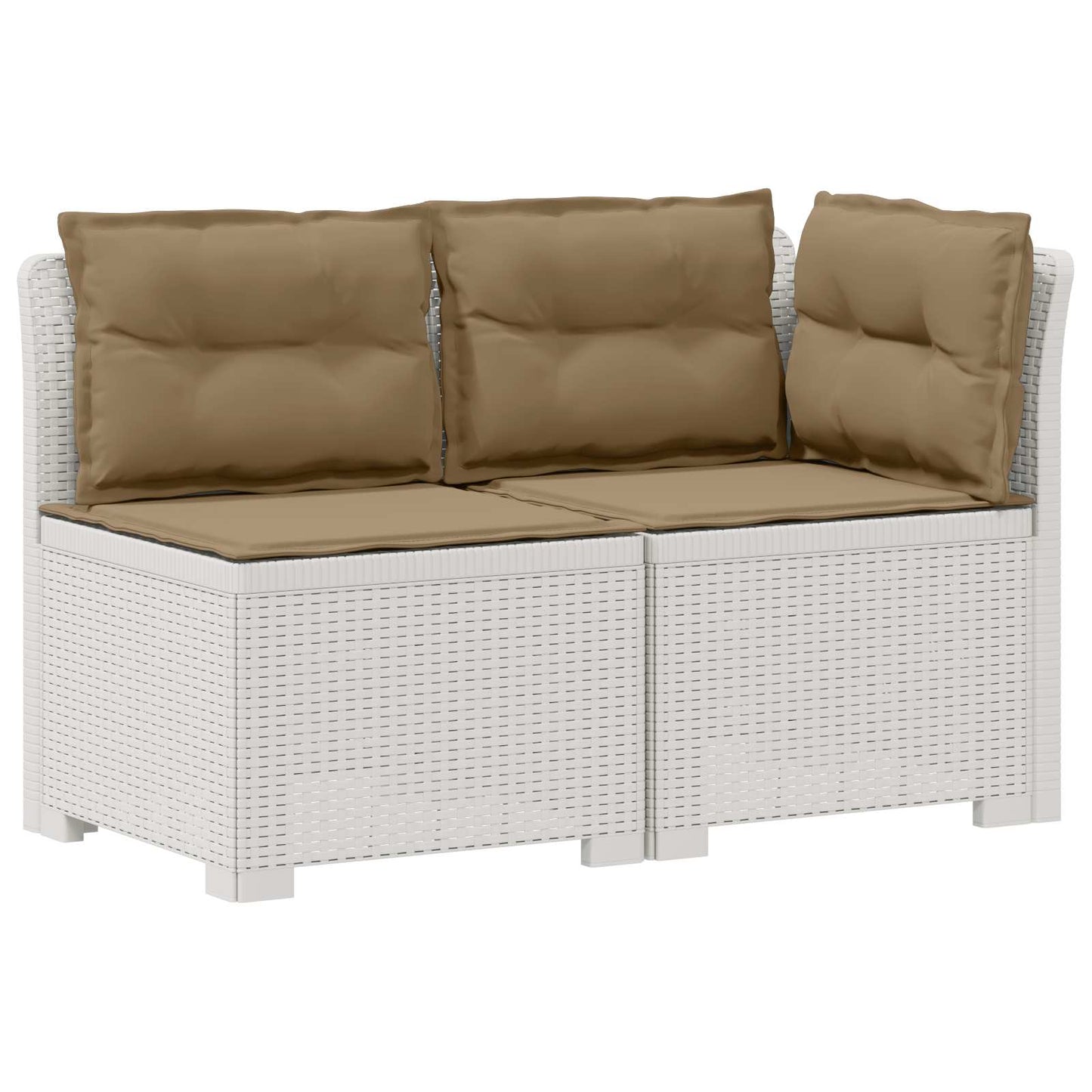 Tweedelige Tuinbank met Kussens Rattan Look PP Wit is nu te koop bij PeponiXL, paradijselijk wonen!