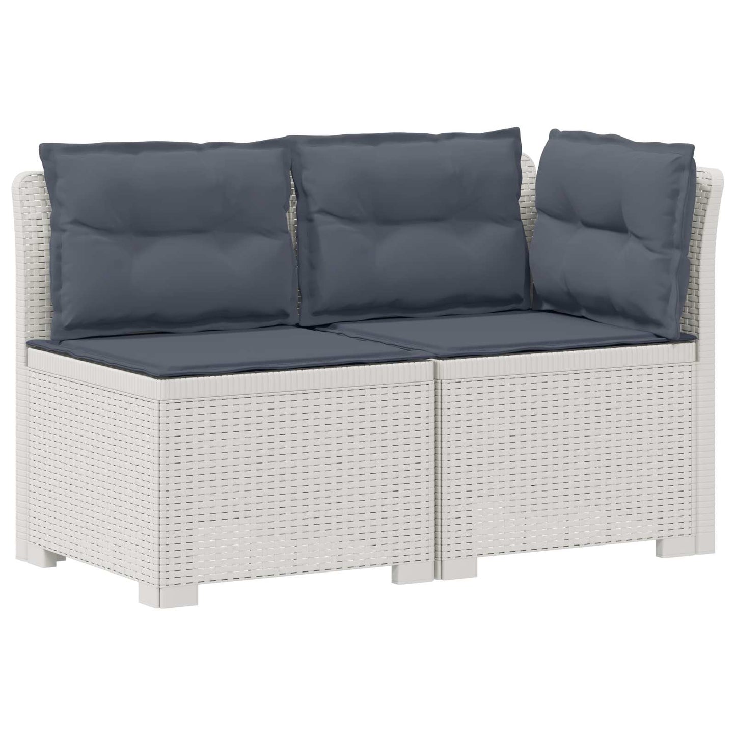Tweedelige Tuinbank met Kussens Rattan Look PP Wit is nu te koop bij PeponiXL, paradijselijk wonen!