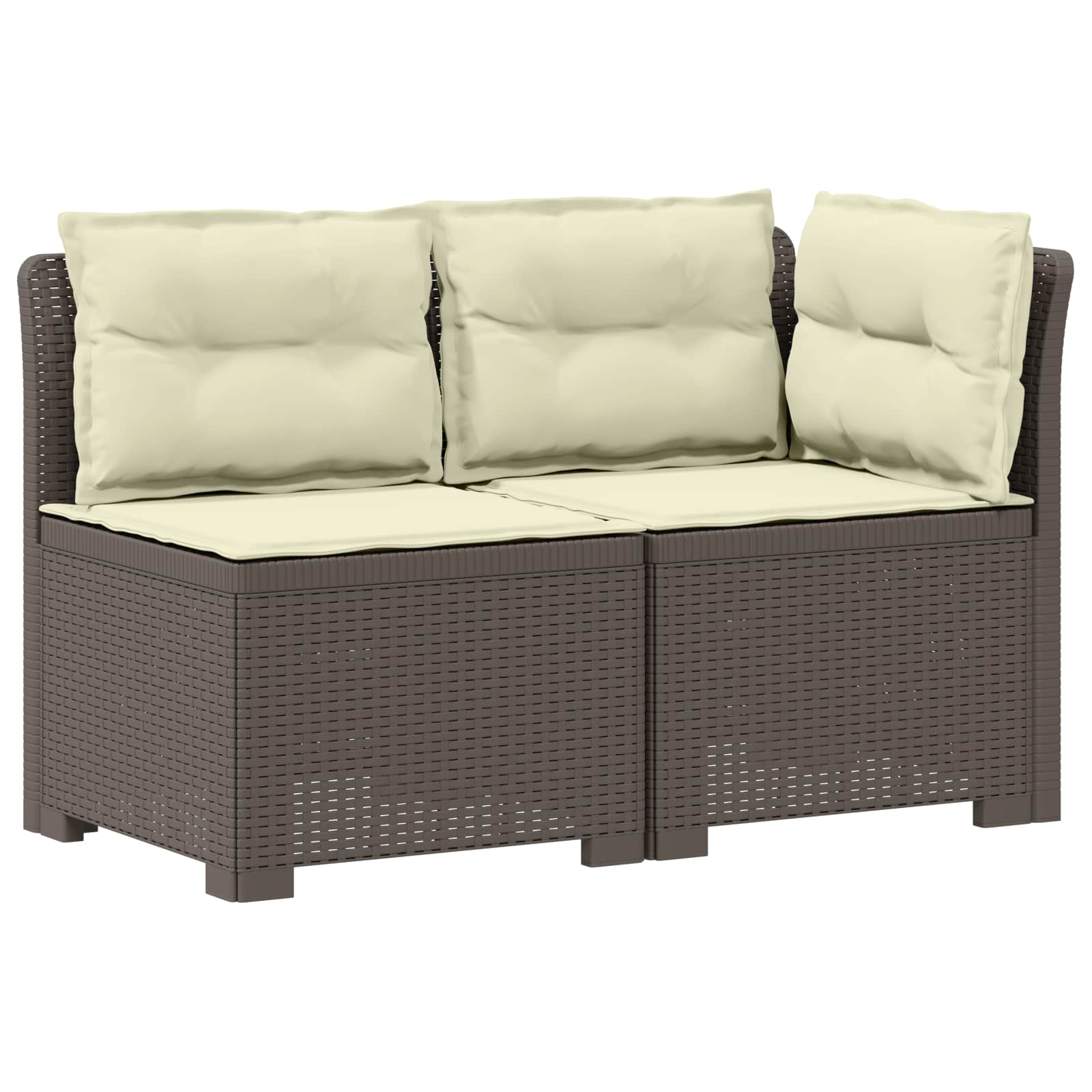 Tweedelige Tuinbank met Kussens Rattan Look PP Lichtgrijs is nu te koop bij PeponiXL, paradijselijk wonen!