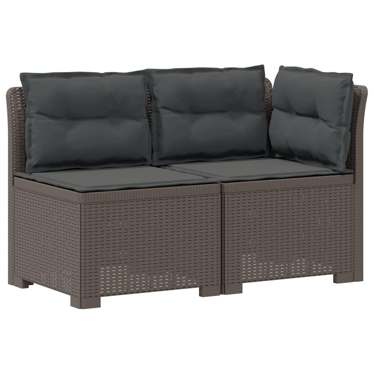 Tweedelige Tuinbank met Kussens Rattan Look PP Lichtgrijs is nu te koop bij PeponiXL, paradijselijk wonen!