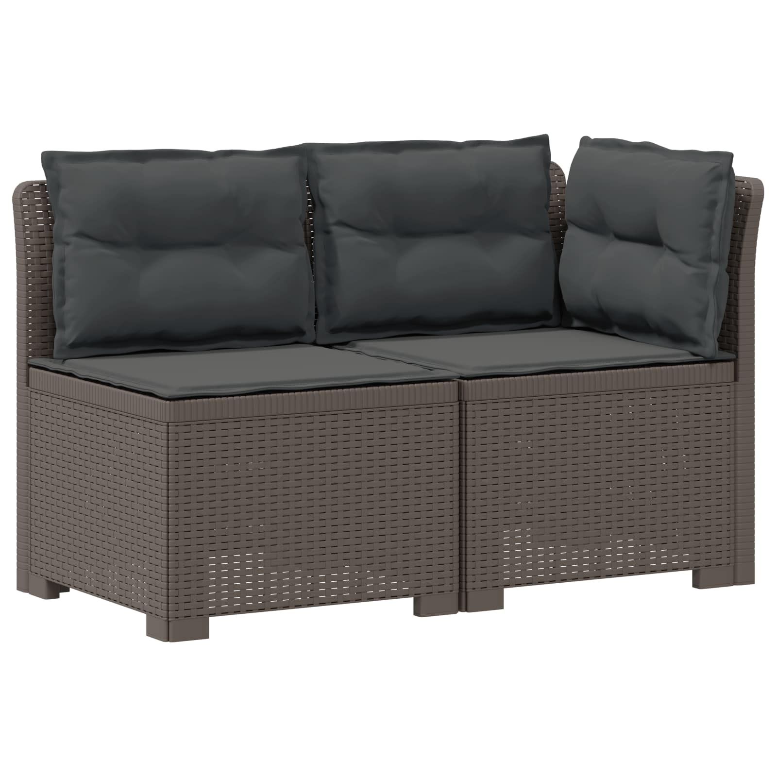 Tweedelige Tuinbank met Kussens Rattan Look PP Lichtgrijs is nu te koop bij PeponiXL, paradijselijk wonen!