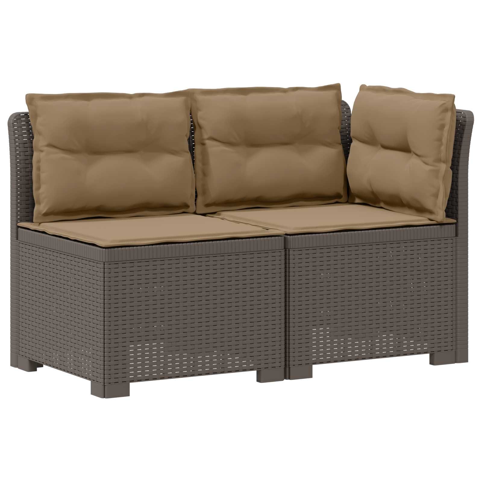 Tweedelige Tuinbank met Kussens Rattan Look PP Lichtgrijs is nu te koop bij PeponiXL, paradijselijk wonen!
