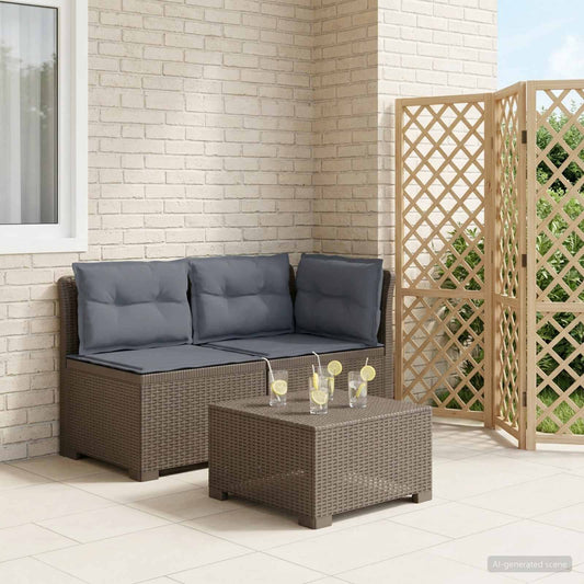 Tweedelige Tuinbank met Kussens Rattan Look PP Lichtgrijs is nu te koop bij PeponiXL, paradijselijk wonen!