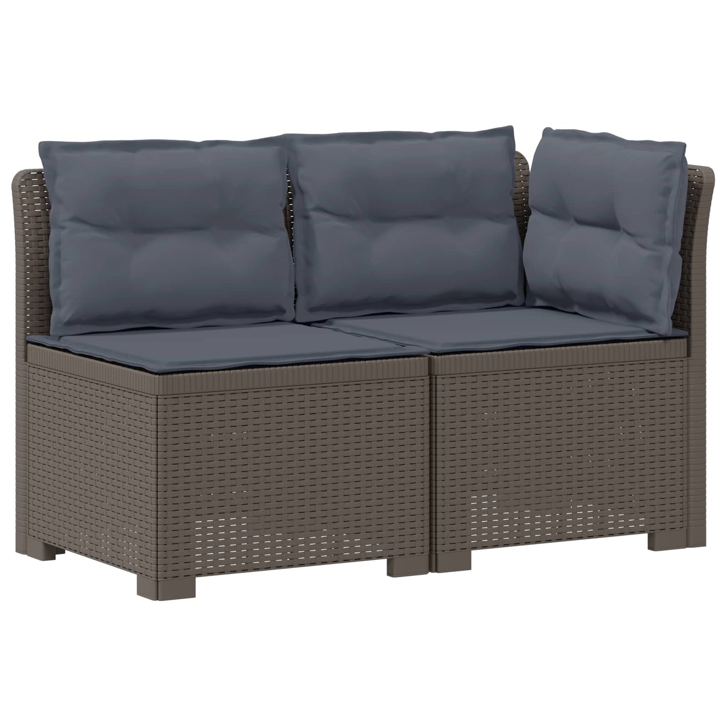Tweedelige Tuinbank met Kussens Rattan Look PP Lichtgrijs is nu te koop bij PeponiXL, paradijselijk wonen!