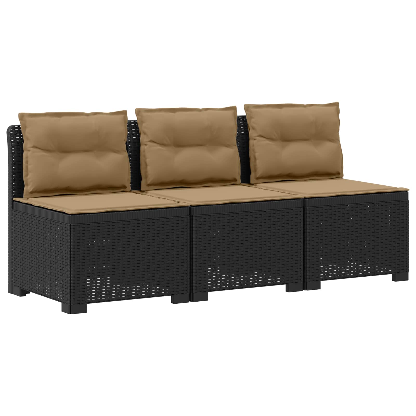 3-zits tuinbank met kussens in rattanlook PP Antraciet is nu te koop bij PeponiXL, paradijselijk wonen!