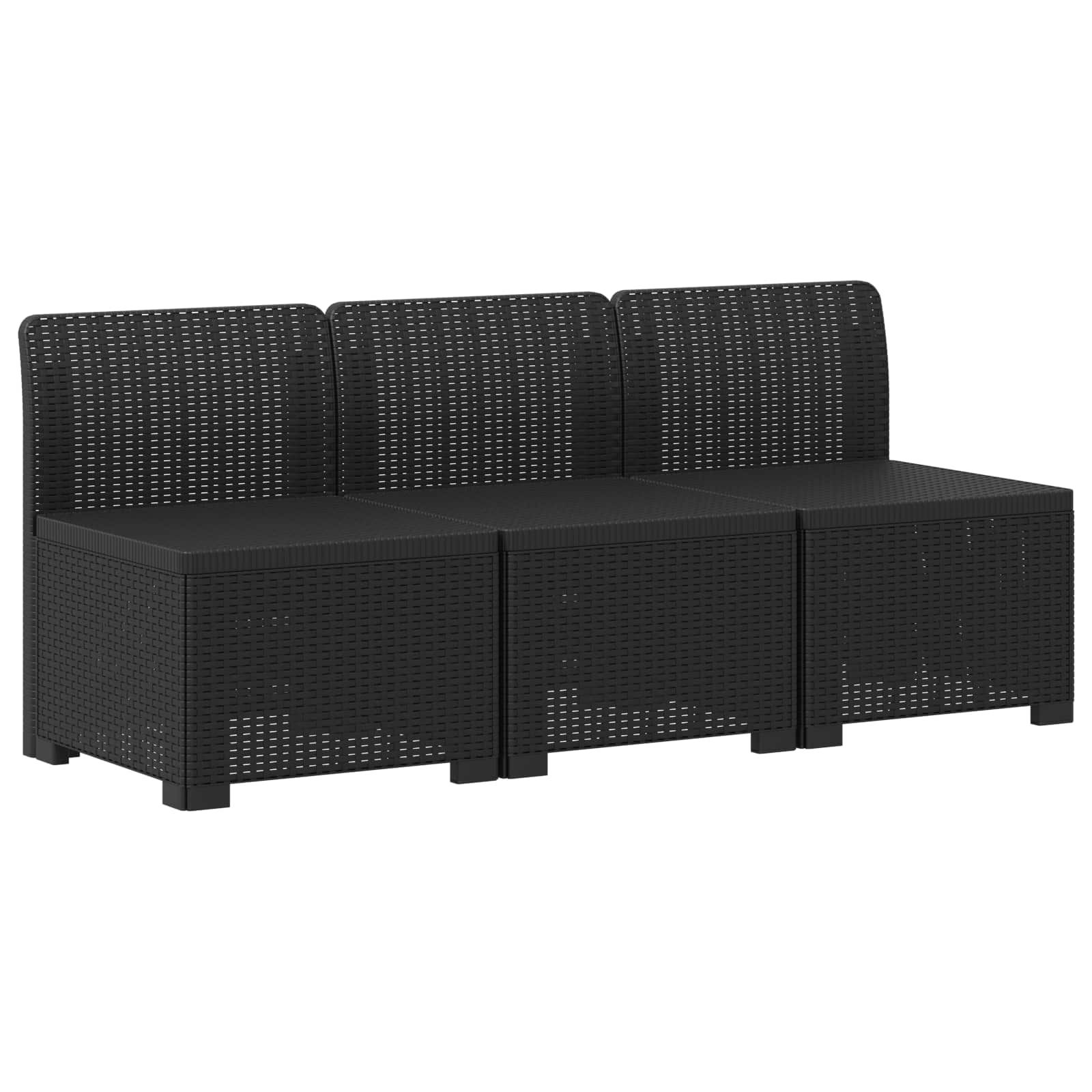 3-zits tuinbank met kussens in rattanlook PP Antraciet is nu te koop bij PeponiXL, paradijselijk wonen!