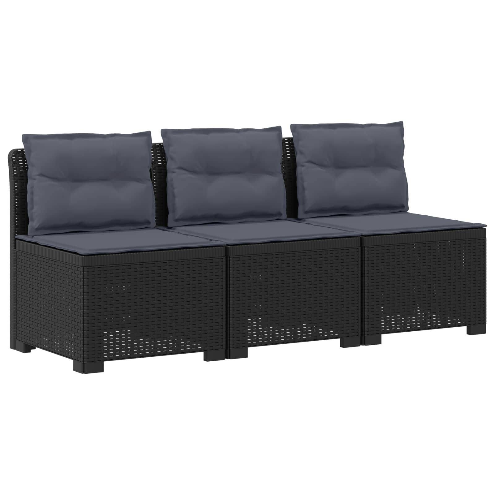 3-zits tuinbank met kussens in rattanlook PP Antraciet is nu te koop bij PeponiXL, paradijselijk wonen!