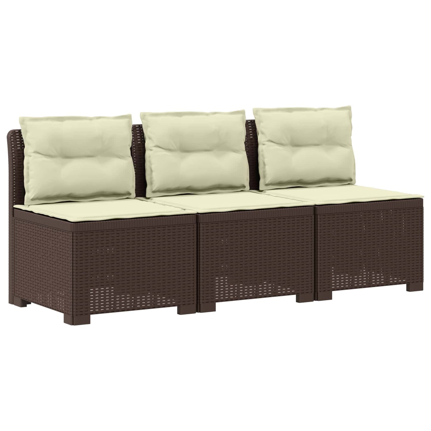 3-zits tuinbank met kussens in rattanlook PP Bruin is nu te koop bij PeponiXL, paradijselijk wonen!