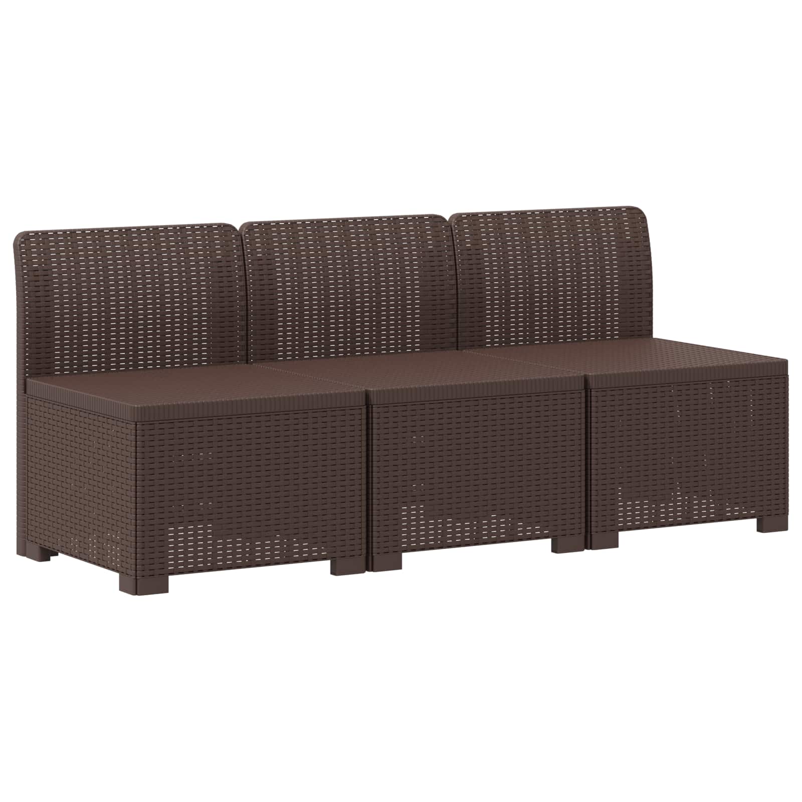 3-zits tuinbank met kussens in rattanlook PP Bruin is nu te koop bij PeponiXL, paradijselijk wonen!