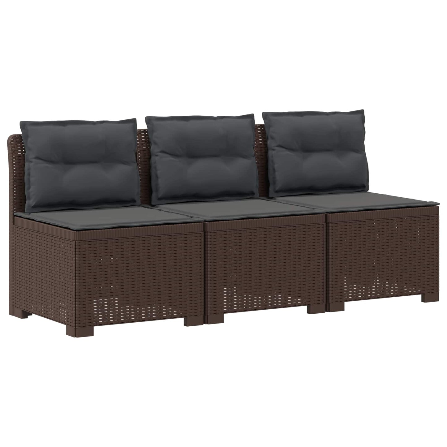 3-zits tuinbank met kussens in rattanlook PP Bruin is nu te koop bij PeponiXL, paradijselijk wonen!