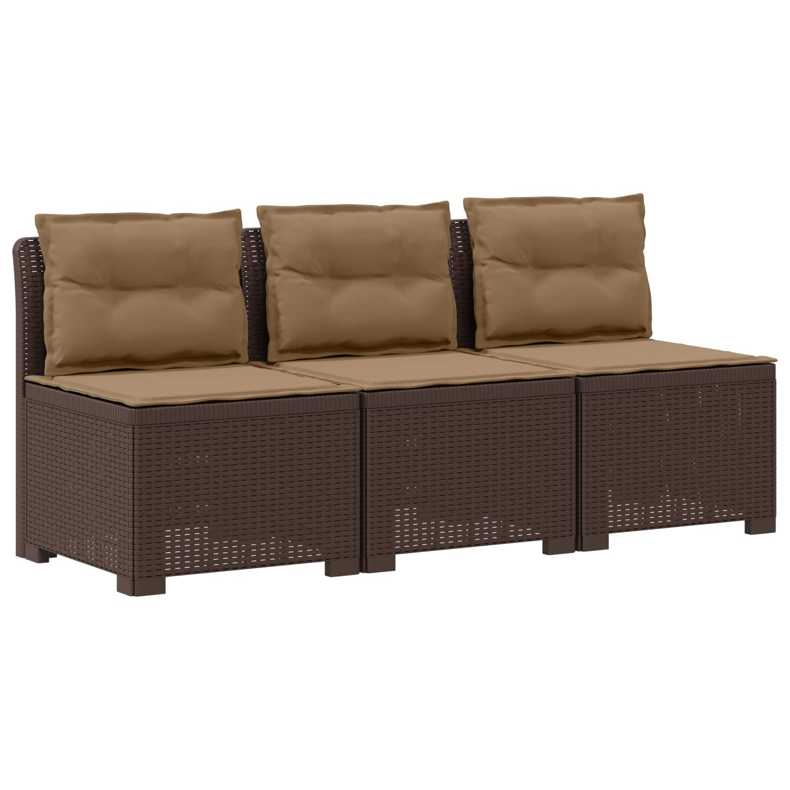 3-zits tuinbank met kussens in rattanlook PP Bruin is nu te koop bij PeponiXL, paradijselijk wonen!