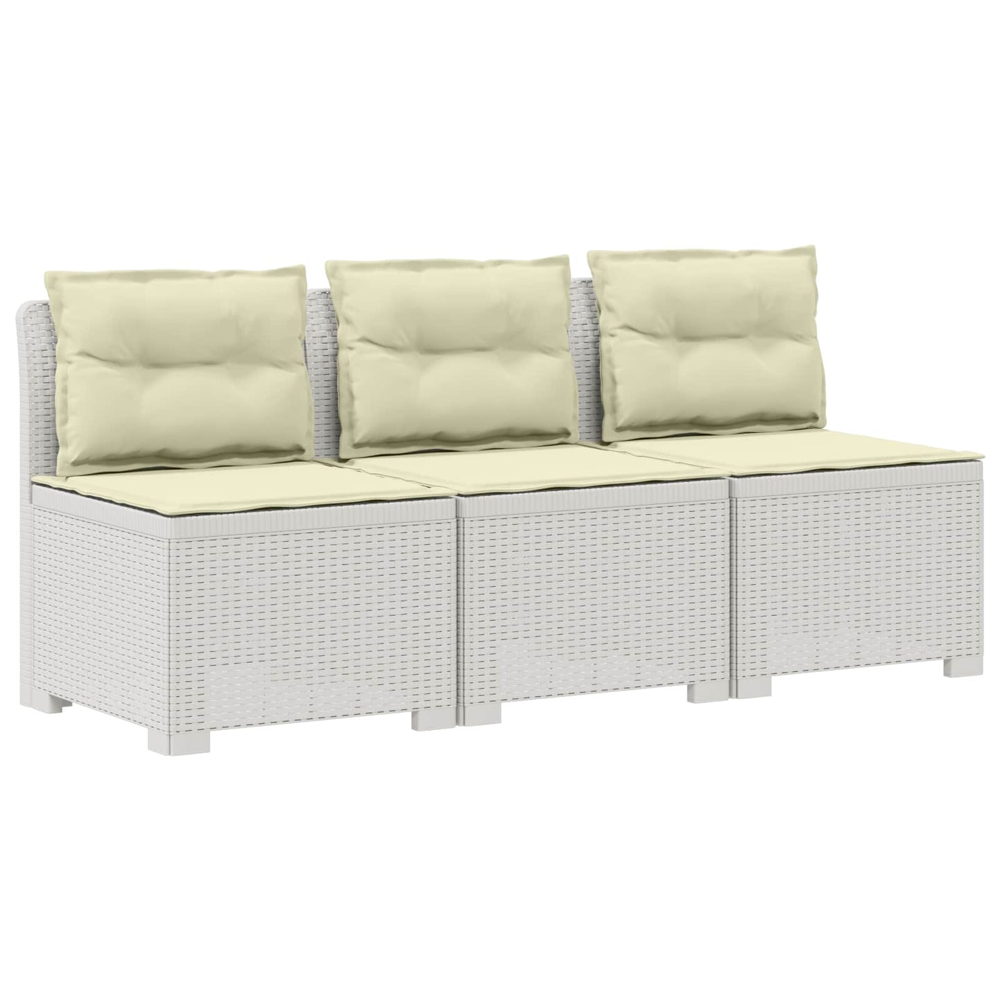 3-zits tuinbank met kussens in rattanlook PP Wit is nu te koop bij PeponiXL, paradijselijk wonen!