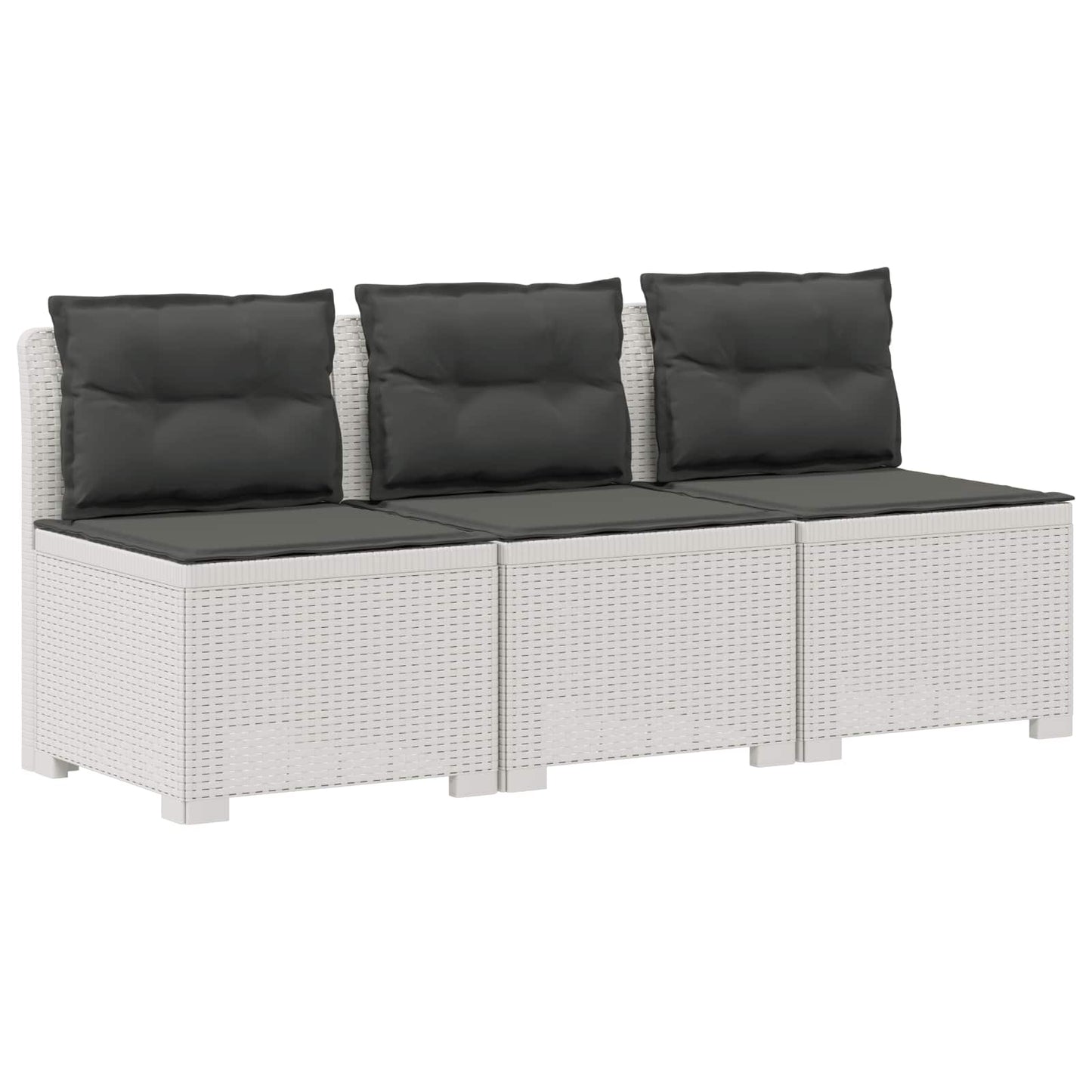 3-zits tuinbank met kussens in rattanlook PP Wit is nu te koop bij PeponiXL, paradijselijk wonen!